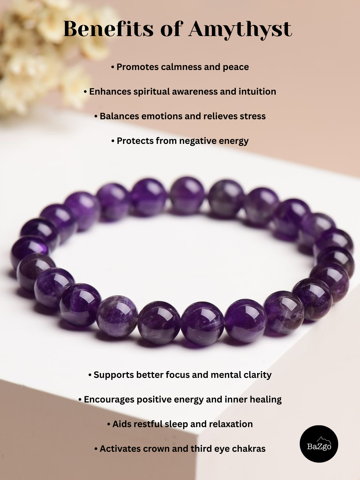 Amethyst Bracelet – AAA Quality Stone of Calmness & Clarity